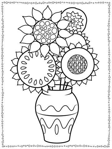 Van Gogh'S Sunflowers Coloring Page